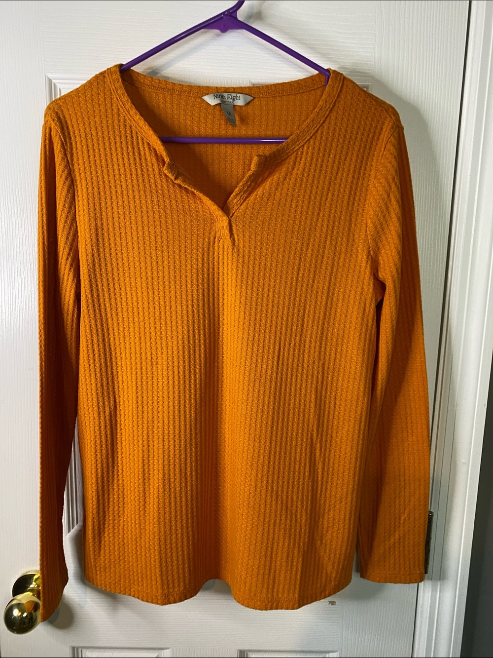 Nine & Co. Men's Long-Sleeve Thermal Henley - Bright Orange Size Medium.